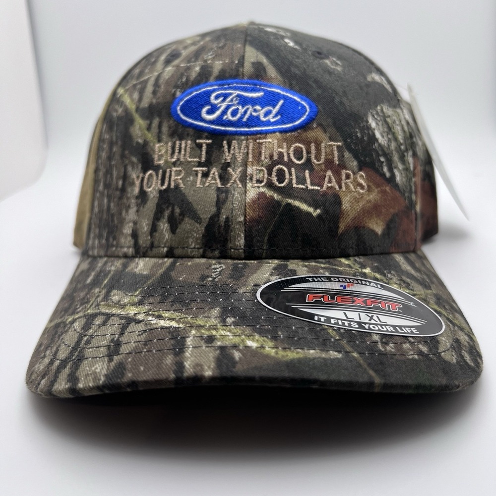 Mossy Oak Ford Camouflage Flexfit Hat with Blue Logo